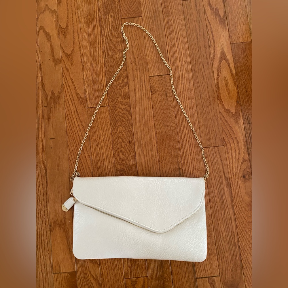 Vici dolls pearl ivory clutch handbag bag purse gold chain